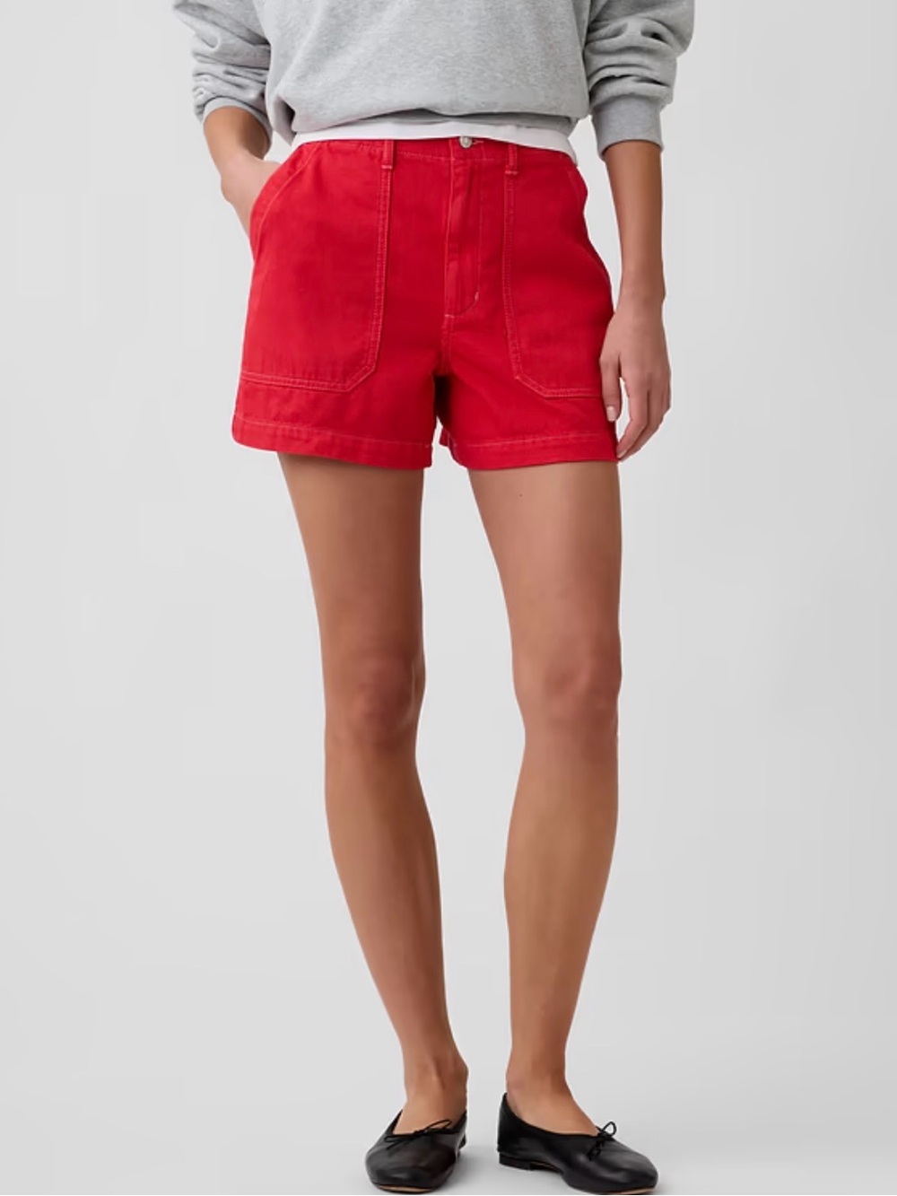 Gap 4” Mid-Rise Denim Jean Shorts Red NWT L Summer Beachy Streetwear Vacation - Picture 2 of 5